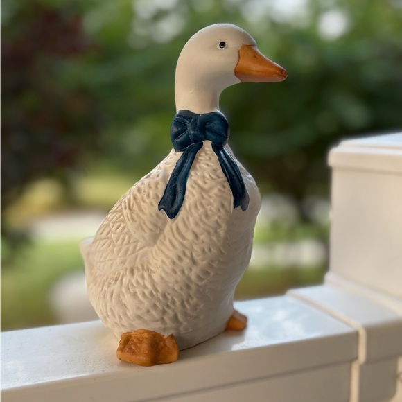Vintage Goose Ceramic Figurine with Blue Bow Neck Tie - Picture 1 of 5
